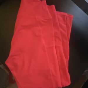 Neon Pink Athleisure High-Waisted Leggings With Mesh Side Pocket Detail